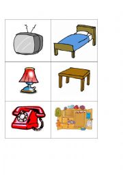 English Worksheet: Furniture memory game cards