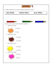 English Worksheet: colours