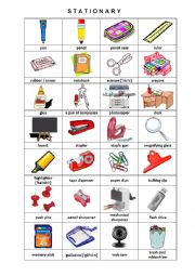 English Worksheet: Stationary Pictionary