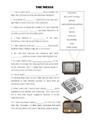 English Worksheet: The media - gap fill exercise