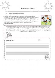 English Worksheet: reading sports