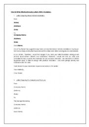 English Worksheet: Examples of letter of inquiry