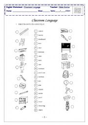 English Worksheet: Classroom language