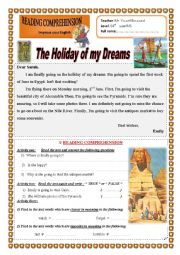 English Worksheet: The Holiday of my Dreams