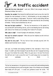 English Worksheet: A traffic accident, guided composition with a short lesson note included