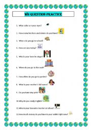 English Worksheet: Wh-questions practice with pictures