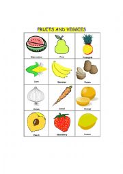 English Worksheet: Fruits and Veggies