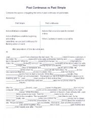 English Worksheet: Past simple vs past continuous story
