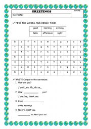 English Worksheet: Greeting Worksheet