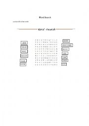 English Worksheet: Word Search