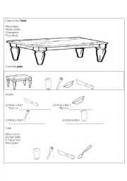 English Worksheet: On the table