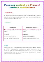 English Worksheet: Present perfect continuous vs present perfect