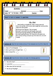 English Worksheet: Describing Janes Smith. - Part 2- Learners worksheet.