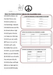 English Worksheet: A Reading poem with activities