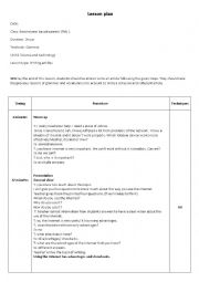 English Worksheet: Lesson plan for teaching writing