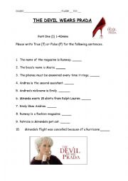 English Worksheet: The Devil wears Prada