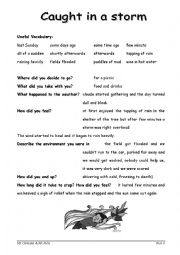 English Worksheet: Caught in a storm (A sample composition)