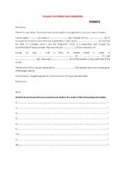 English Worksheet: Holiday information transfer