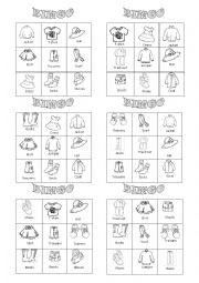 English Worksheet: The clothes bingo