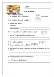 English Worksheet: Form 