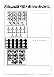 English Worksheet: count the animals