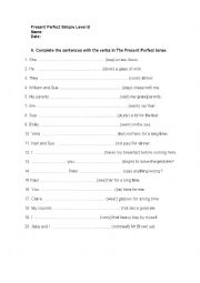 English Worksheet: Present Perfect Simple