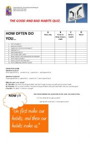 English Worksheet: The good and bad habits quiz