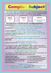 English Worksheet: Complex Subject: Part 1