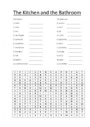 English Worksheet: The Kitchen and Bathroom 