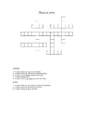 English Worksheet: Places in town - Crosspuzzle