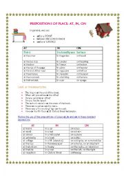 English Worksheet: prepositions of place