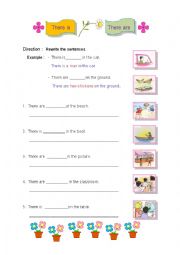 English Worksheet: There is....  There are...