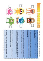 English Worksheet: Funny monsters