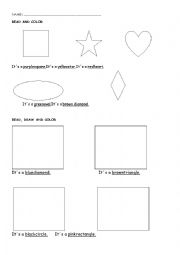 English Worksheet: SHAPES AND COLOURS