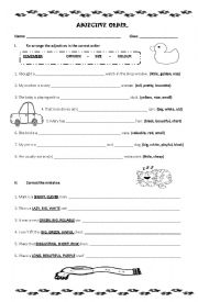 English Worksheet: Adjective Order