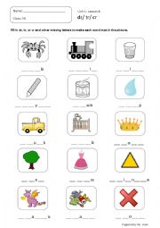 English Worksheet: Blend consonants DR - CR - TR - Phonics worksheets