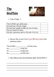 English Worksheet: Gruffalo has/hasnt got