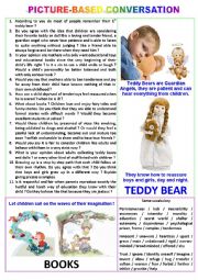 English Worksheet: Picture-based conversation : topic 61 - Teddy Bear vs book.