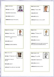 English Worksheet: Famous People 20 Question Game