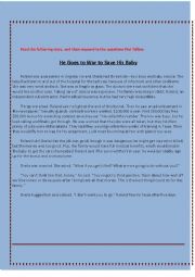 English Worksheet: 8th form Exam (He goes to War To Save His Baby)
