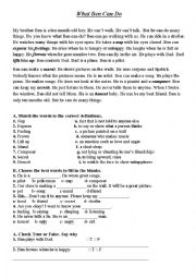 English Worksheet: What Ben Can Do