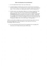 English Worksheet: Essay introduction