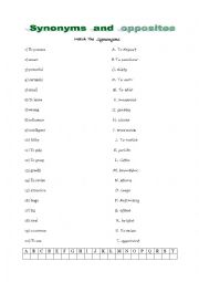 English Worksheet: Synonyms and Opposites, Key included