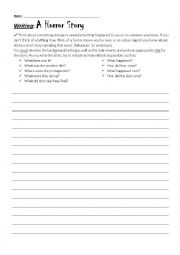 English Worksheet: PROCESS WRITING - A HORROR STORY