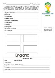 English Worksheet: World Cup 2014 England