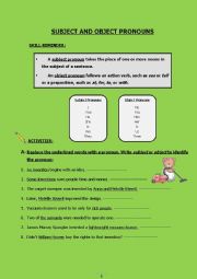 subject & object pronouns/ rules  and activities