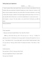 English Worksheet: Talking about your experiences using have you...?