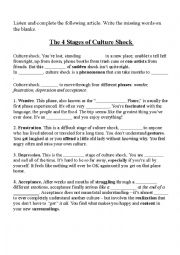 English Worksheet: Culture Shock