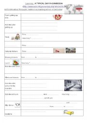 English Worksheet: Listening : a day in Cambodia