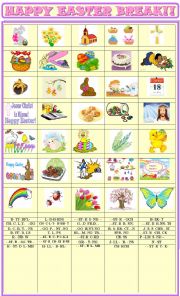 Easter: missing vowels and matching exercise